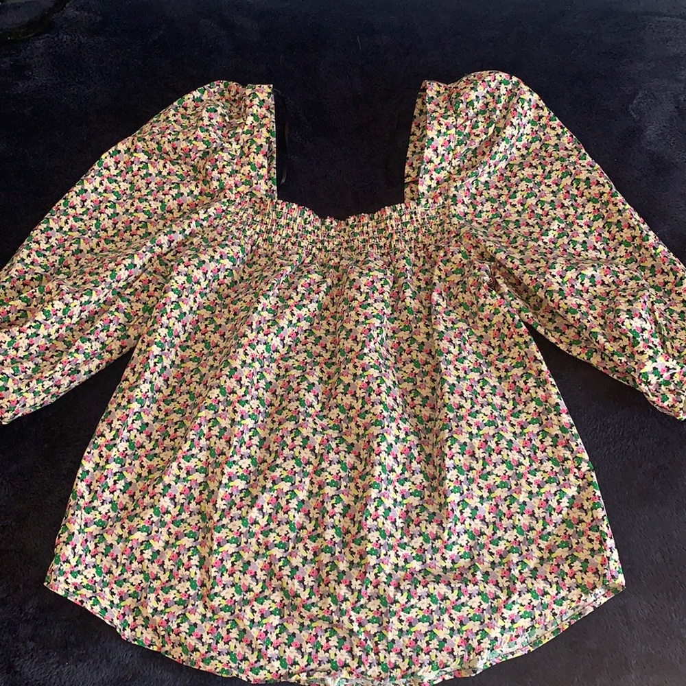 H&M Floral Puff Sleeve Top XS